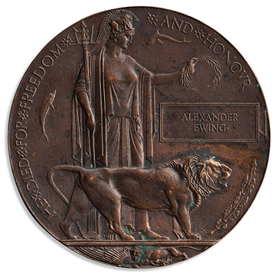 Alexander Ewing WWI memorial plaque (aka the 'Death Penny')