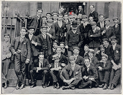 Trainee teachers of the Edinburgh Church of Scotland Training College in 1902, the red cross is above who I think is James Ewing