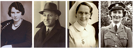 The Ewing siblings: Jean, James, Eileen and Kay, in the 1930s and 40s
