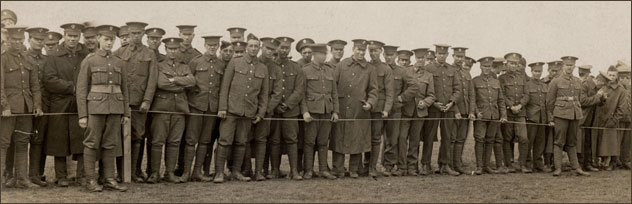 4th Bttn. Royal Fusiliers c.1915 - George G. Pritchard stands in front of the rope on the left