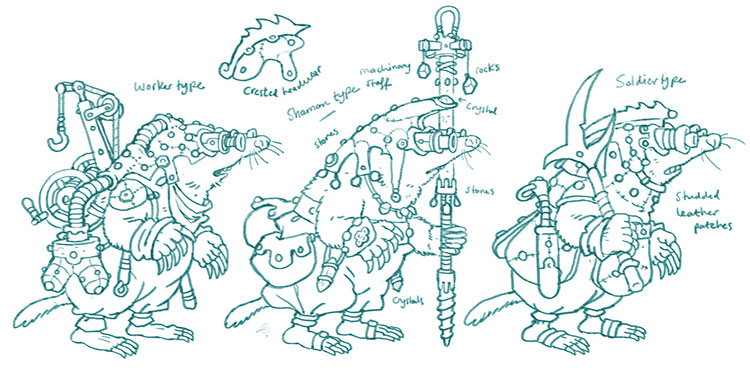 Mole charcater type concept sketches