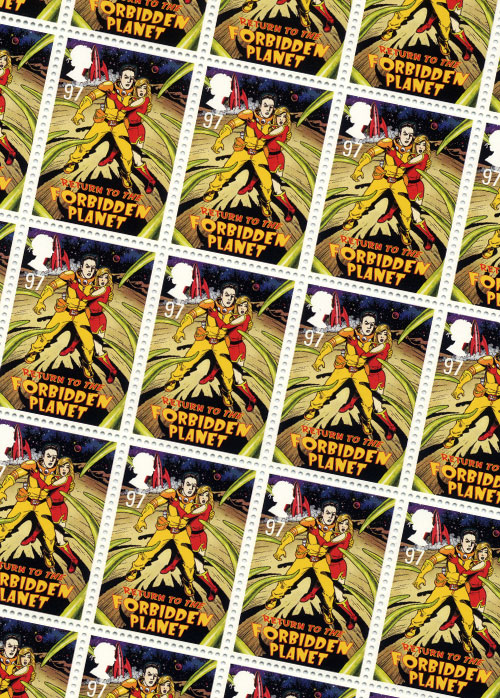 Royal Mail stamps with Garen Ewing's art for the Return to the Forbidden Planet musical