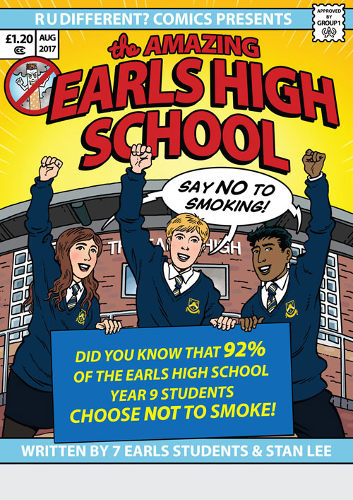 comic cover for a chilren-run school campaign