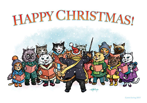 Christmas card - choral cats